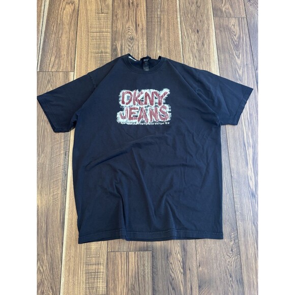 VTG DKNY Jeans T-Shirt Y2K Mall Cyber Style Skate Grunge Abstract Graffiti XXL - Picture 1 of 5
